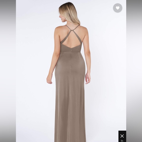 Azazie Kalea Bridesmaid Dress in Taupe - Picture 2 of 7